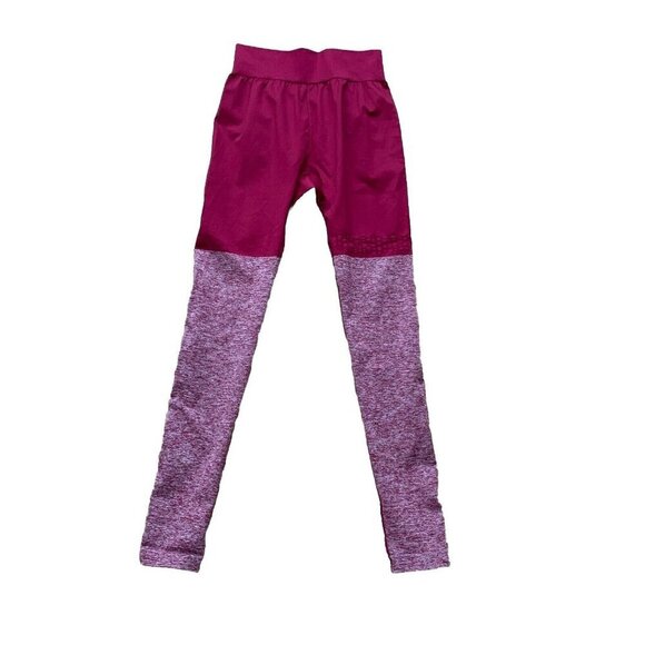 Gymshark Size Small Skinny Leggings Two Tone Burgundy Red Athletic EUC - Picture 1 of 6